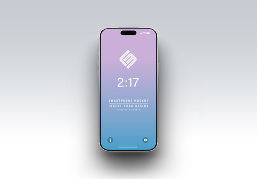 Editable Floating Clay Smartphone Isolated on White Mockup
