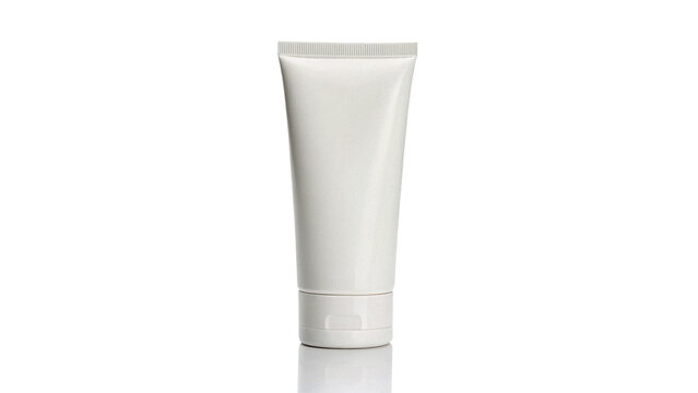 Blank white cosmetic tube squeeze container packaging mockup isolated on transparent background png
