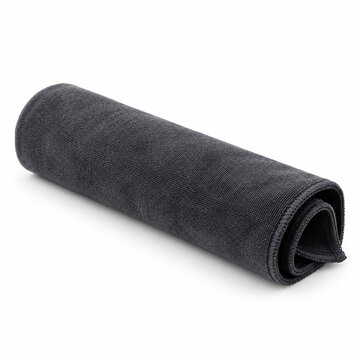 rolled black microfiber cleaning cloth