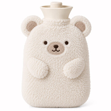 beige teddy bear shaped hot water bottle