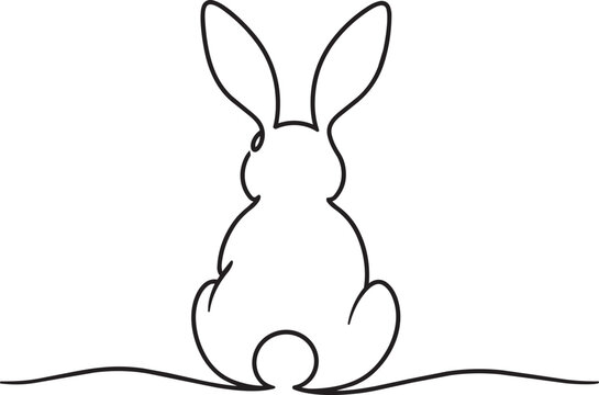 continuous line drawing rabbit bunny back view vector illustration