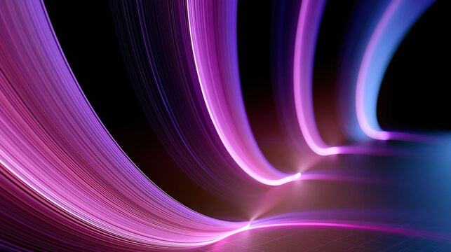 Glowing curved lines of light form an abstract digital composition.