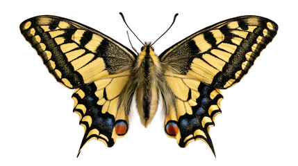 Old World swallowtail butterfly with yellow and black patterned wings © Rowan