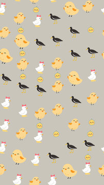 Cute cartoon chicks and ducks pattern