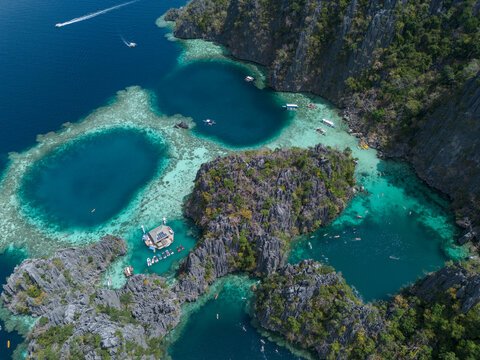 Aerial view of Twin Lagoon in Coron Palawan