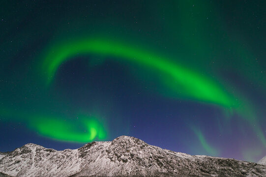Norway, Troms, View of Aurora Borealis near Tromso
