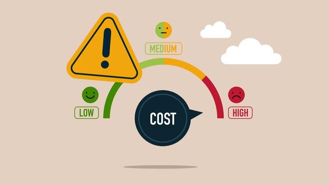 Increase cost dial to a maximum. Cost Increase and no efficiency concept. Business 2d animation video