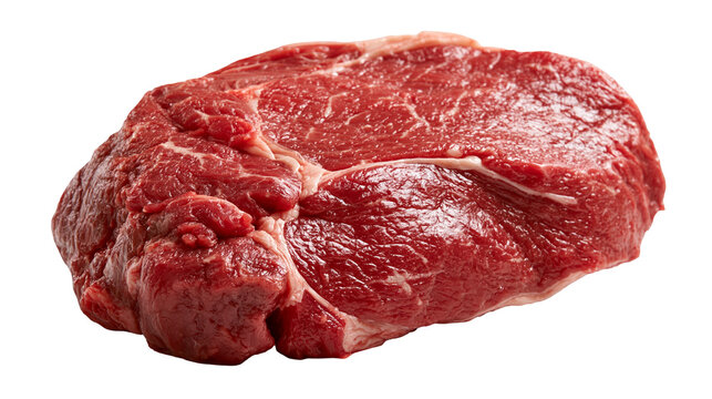 Raw fresh beef sirloin steak cut with visible fat marbling