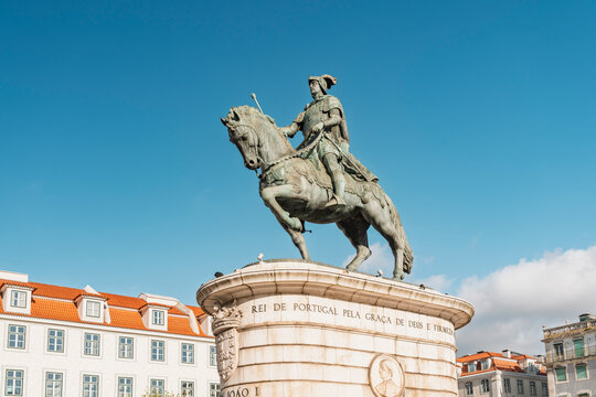 Statue of King John I at Praca da Figueira in Lisbon Portugal