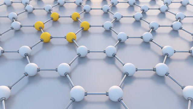 Close up of metal balls connected together