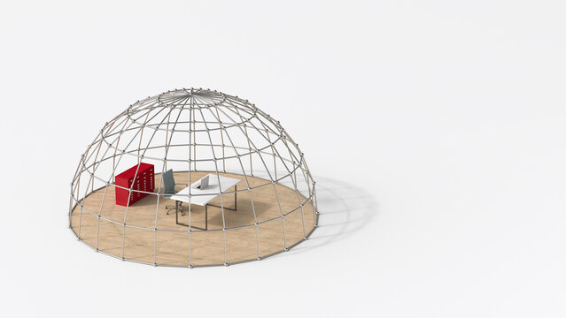 Office under domed grid