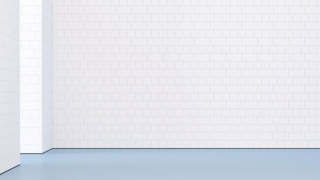 Empty room with white brick wall, 3d rendering