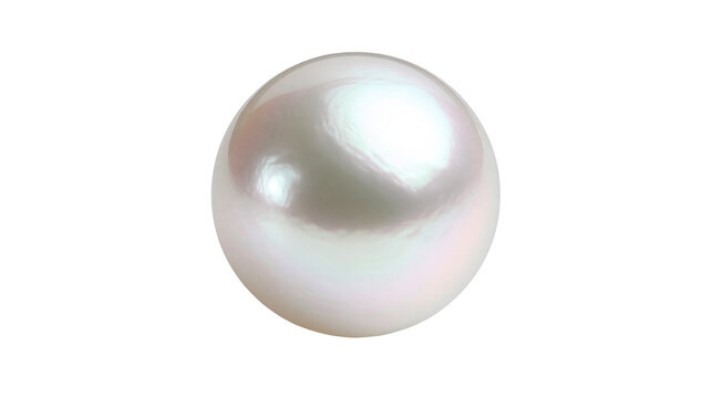 Single lustrous white spherical pearl with smooth iridescent surface