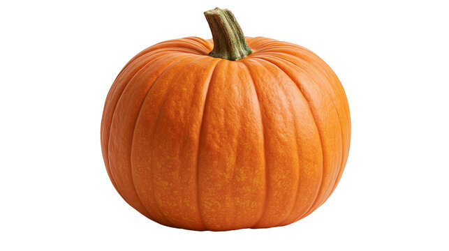 Round orange pumpkin with a green stem
