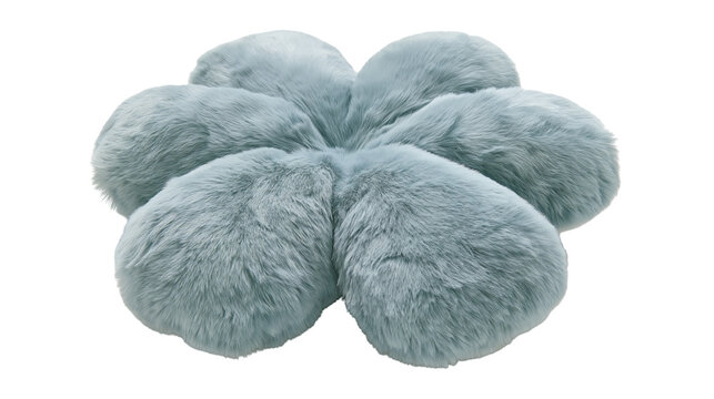 Sage green flower shaped plush faux fur decorative throw pillow