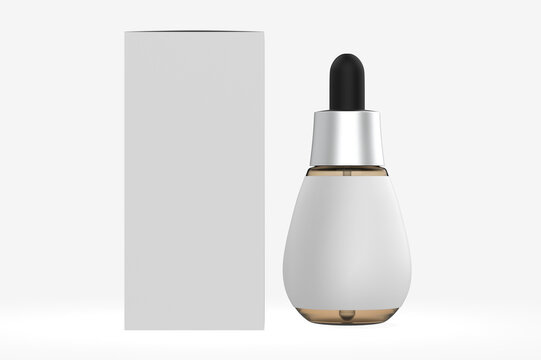 Dark Amber Glass Dropper Bottle Mockup. 3d illustration