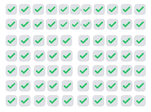 Green Check Mark Pattern with Repeated Approval and Verification Symbols
