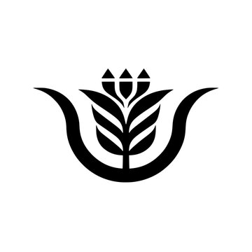 Abstract Plant Flower Ornament Vector Logo Emblem