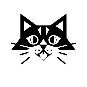 Minimalist Geometric Cat Head Vector Logo Mascot