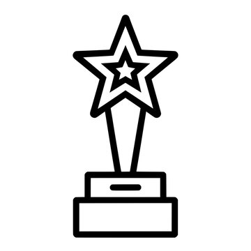 line art vector illustration of a star trophy award icon on a pedestal.