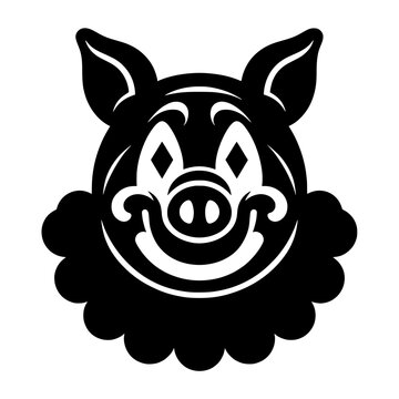 Vintage Pig Clown Mascot Head