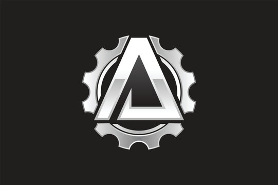 Metallic Gear Letter A Logo