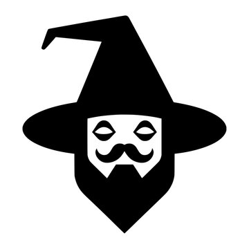 Masked Face Silhouette Vector Illustration with Wizard Hat