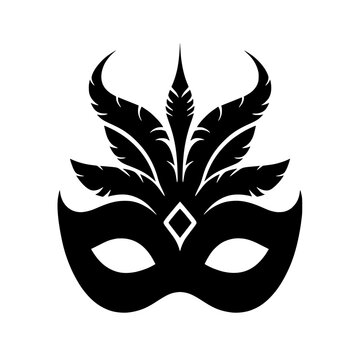 Masquerade Mask Vector Illustration with Feather Decoration