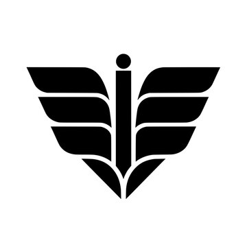 Modern Monochrome Letter i Abstract Vector Logo Design with Geometric Wings