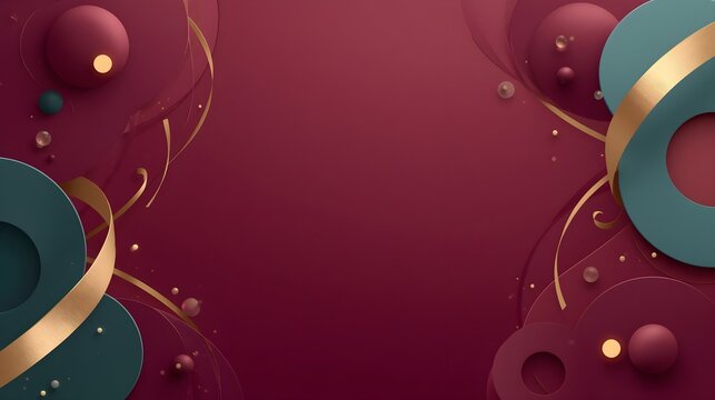 Luxury burgundy and gold abstract background with layered curved shapes