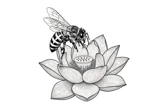 Bee collecting nectar from a flower