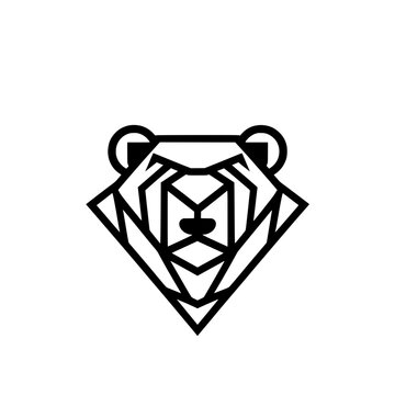Minimalist  Geometric Bear Head Vector Logo