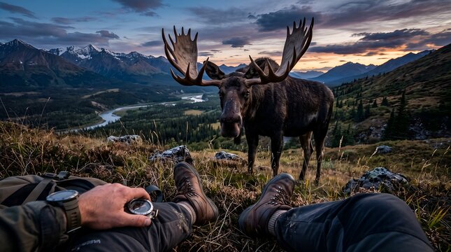 moose encounter while hiking