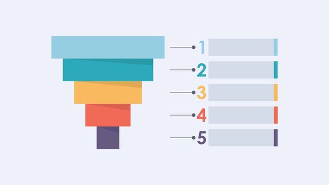 Animated pyramid infographic template with five options or steps for data visualization