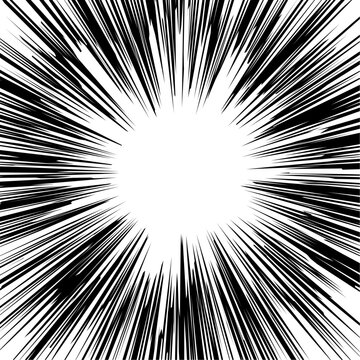 Manga anime action frame lines. Abstract explosive template with speed lines on transparent background. Motion radial lines. Flash explosion radial lines Vector illustration