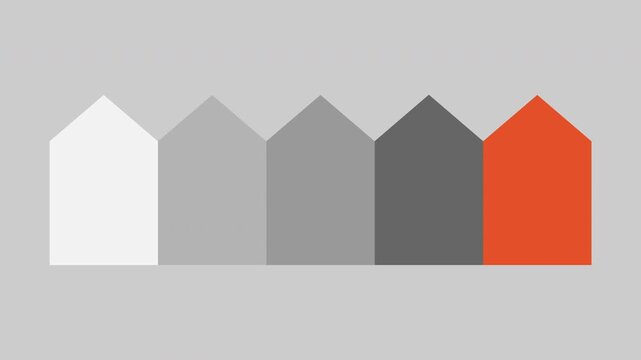 Animated minimalist infographic template featuring five arrows elements. Layout for creating business reports and presentations