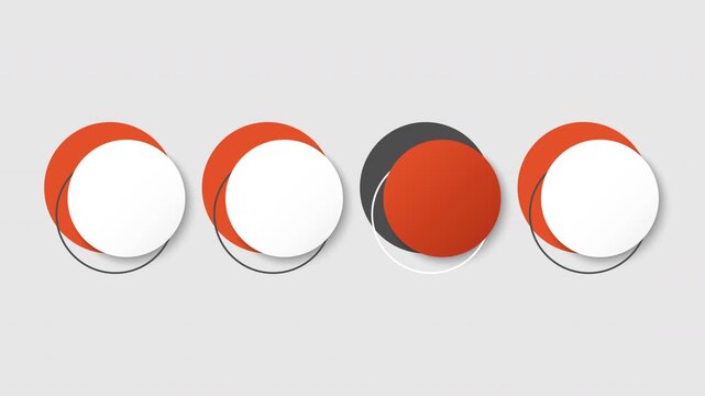 Four round elements animated infographic template. A layout for creating business reports and presentations with bright orange accents