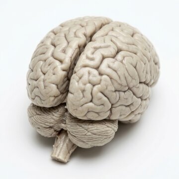 Human Brain Anatomy Model Isolated on White Background Medical Science and Neurology Concept