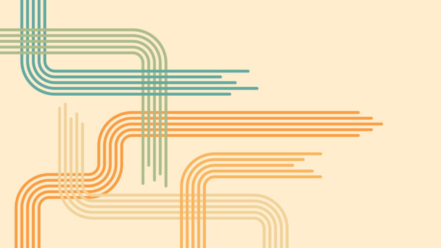 Abstract background of rainbow groovy Wavy Line design in 1970s Hippie Retro style. Vector pattern ready to use for cloth, textile, wrap and other.