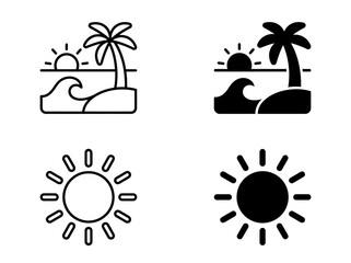 Obraz premium Set of tropical beach and sun icon designs with tropical