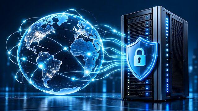 Global Server Infrastructure Protected by Advanced Cybersecurity Shield and Encrypted Data Networks