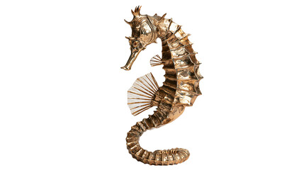 Metallic bronze seahorse sculpture with textured scales and delicate fin details © Andrei