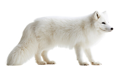 Full body side view of a fluffy white arctic fox standing © Andrei