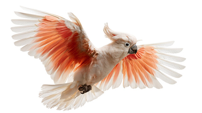 Moluccan cockatoo with salmon pink underwings in flight
