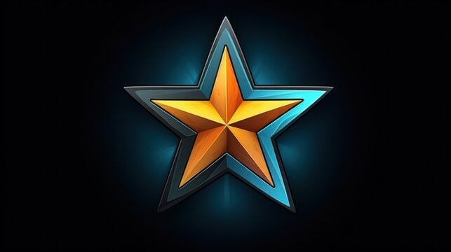Golden Star Emblem on Dark Blue Background.