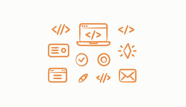 Programming and Web Development Hand Drawn Icon Set