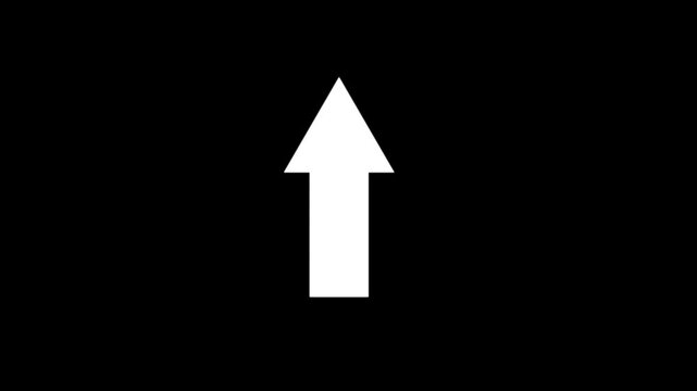 Up direction animated arrow .Animation of sweep arrow icon, upward and transparent white swipe up pointing arrow icon.