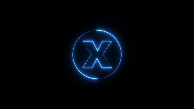 Outline neon cross mark icon neon error sign, cancel and reject, X pictogram. black background, Incorrect select, cancel cross mark, disapprove request, motion graphic of cross mark icon.