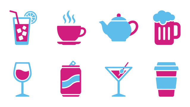 Cartoon Beverage Icons Set