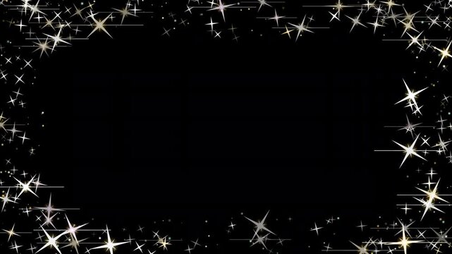 starlight frame with sparkling stars and glowing glitter border forming a dark celestial overlay background